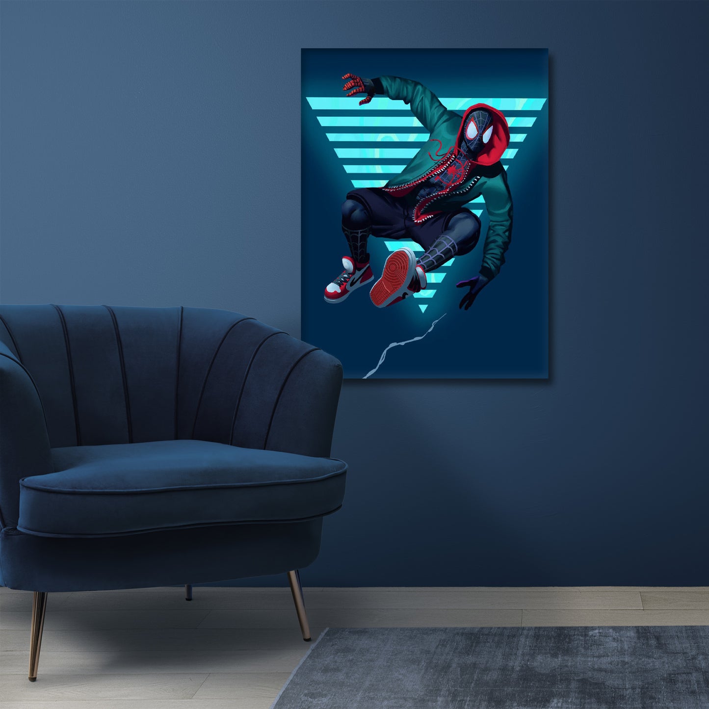 Celestial Swing: Miles Morales Spider-Man in a Tranquil Bluish Dreamscape, Embracing the Multiverse - S05E102