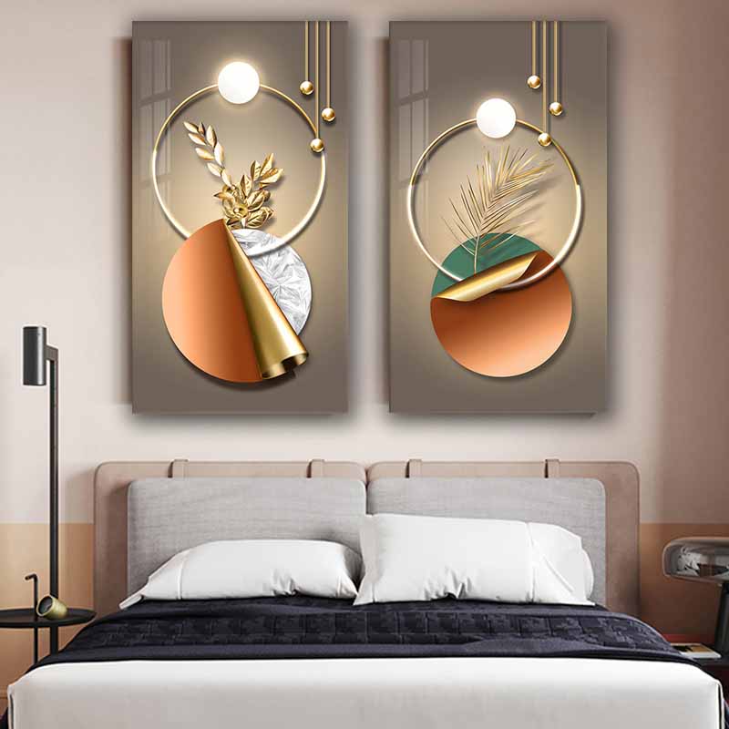 Transform Your Space with Abstract Geometric Wall Art, Modern Luxury Golden Home Decoration S04E18