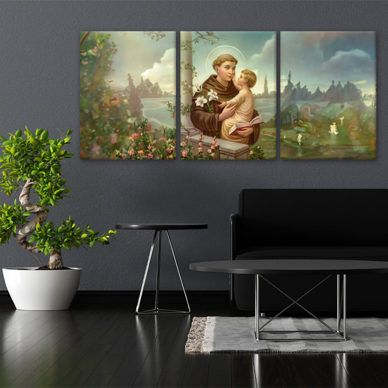 Sacred Embrace: A Touching Wall Art of St. Anthony Holding Jesus - Capturing the Bond of Spiritual Devotion and Compassion - S05E54