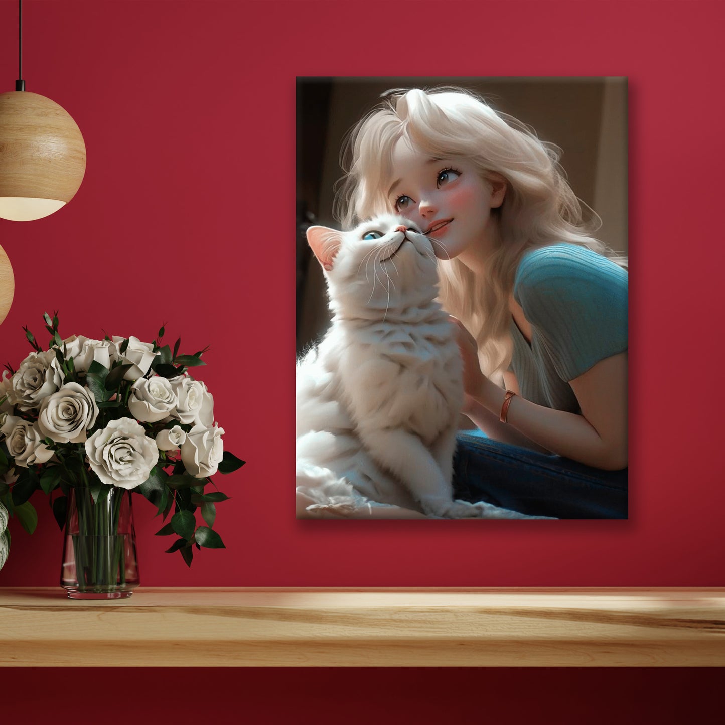 Harmonious Play: A Captivating Scene of a Girl and Her Beloved White Cat Frolicking Together - S10E04