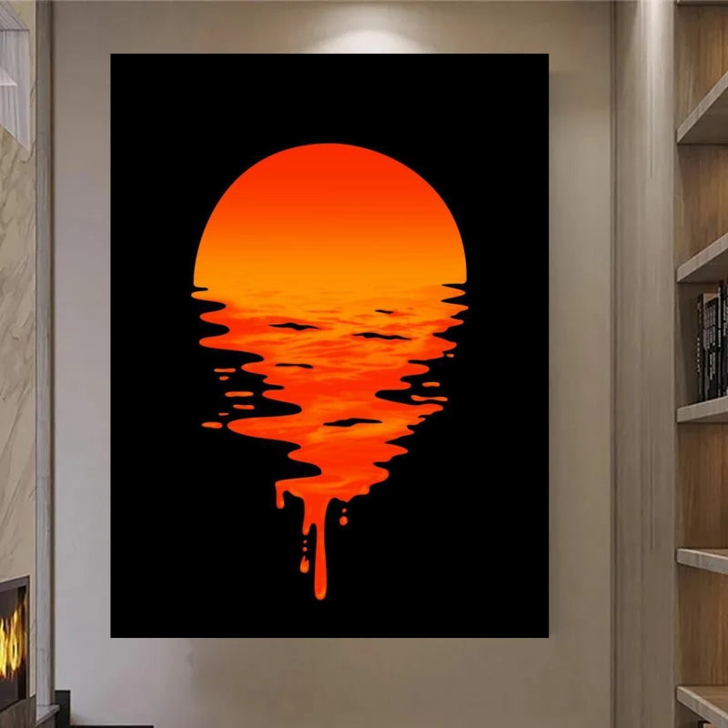 Eternal Glow: Captivating Wall Art - A Sunset in the Embrace of a Black Canvas - S05E29