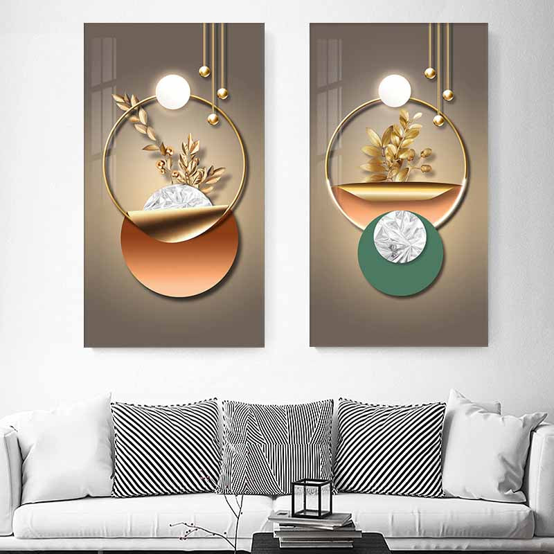 Transform Your Space with Abstract Geometric Wall Art, Modern Luxury Golden Home Decoration S04E18