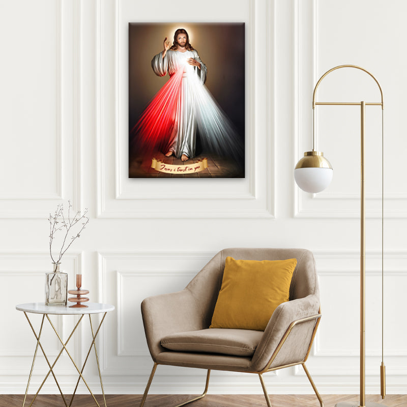 Resurrection Radiance: A Dynamic Wall Art Depicting Jesus' Triumph with White and Red Rays - Embrace the Divine Transformation and Radiant Renewal - S05E53