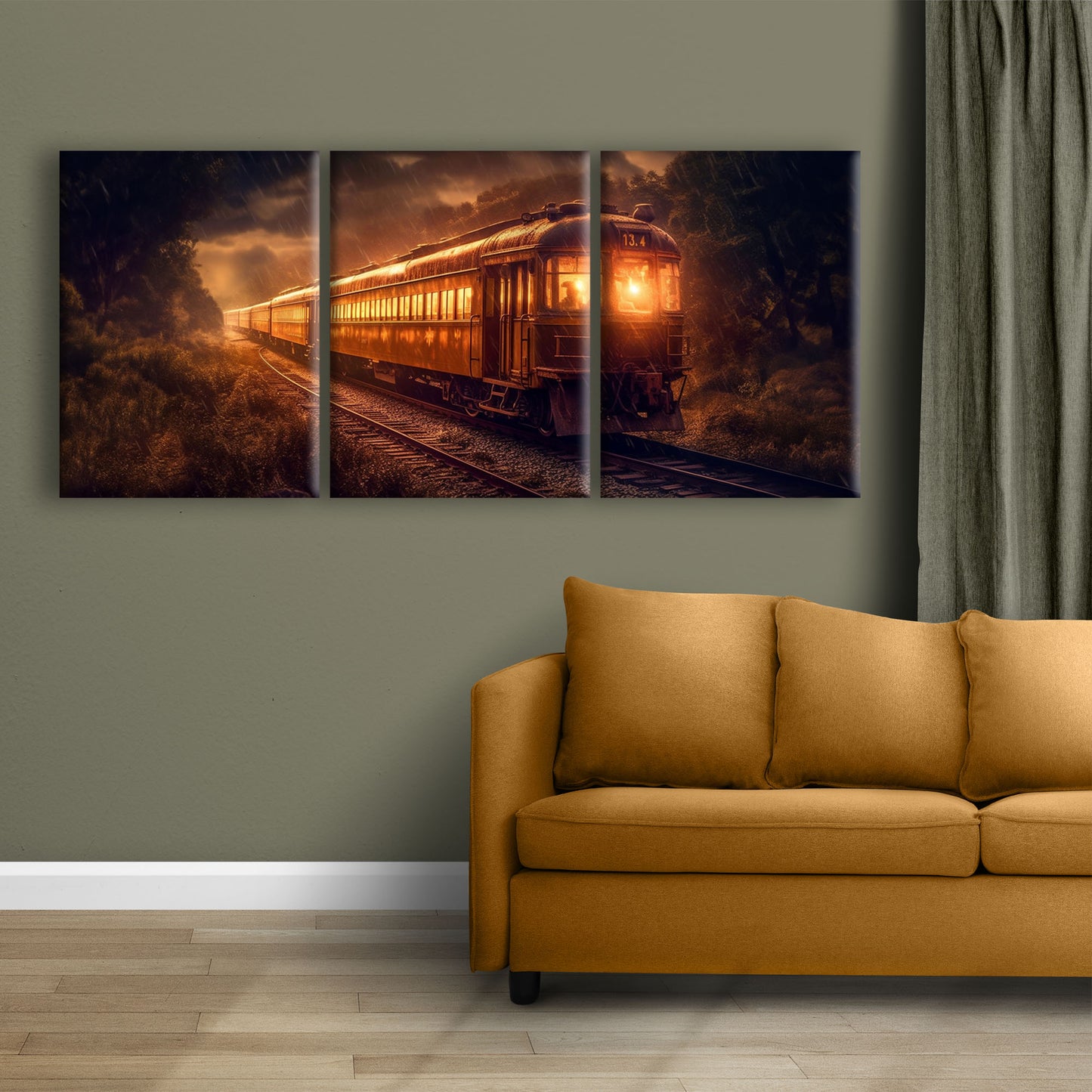 Journey Through the Enchanted Forest: A Majestic Steam Train Ventures Amidst the Mysterious Depths, Painted in the Radiant Hues of Blackish Orange - S05E95