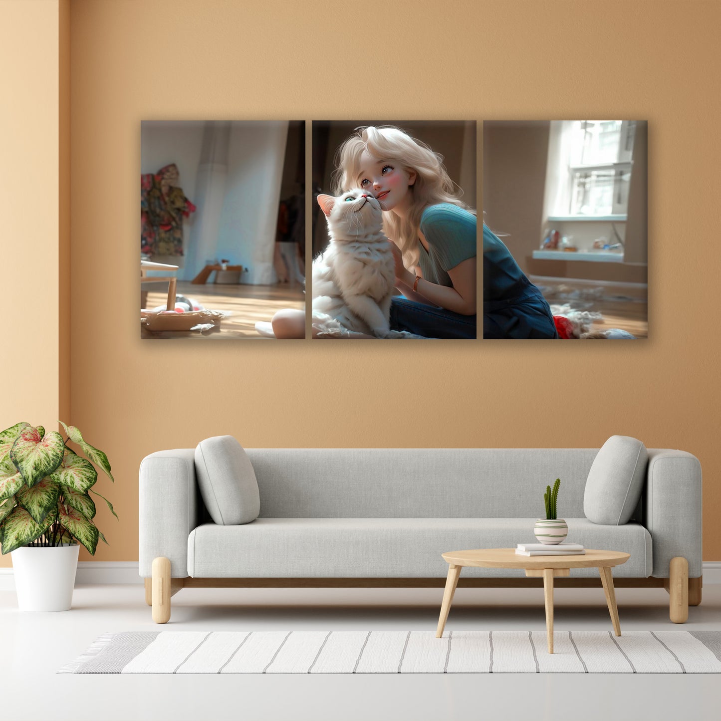 Harmonious Play: A Captivating Scene of a Girl and Her Beloved White Cat Frolicking Together - S10E04