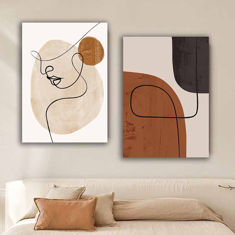 Captivating Abstract Matisse Face Line Art Wall Design - Nordic Color Block Living Room Home Decor S04E32