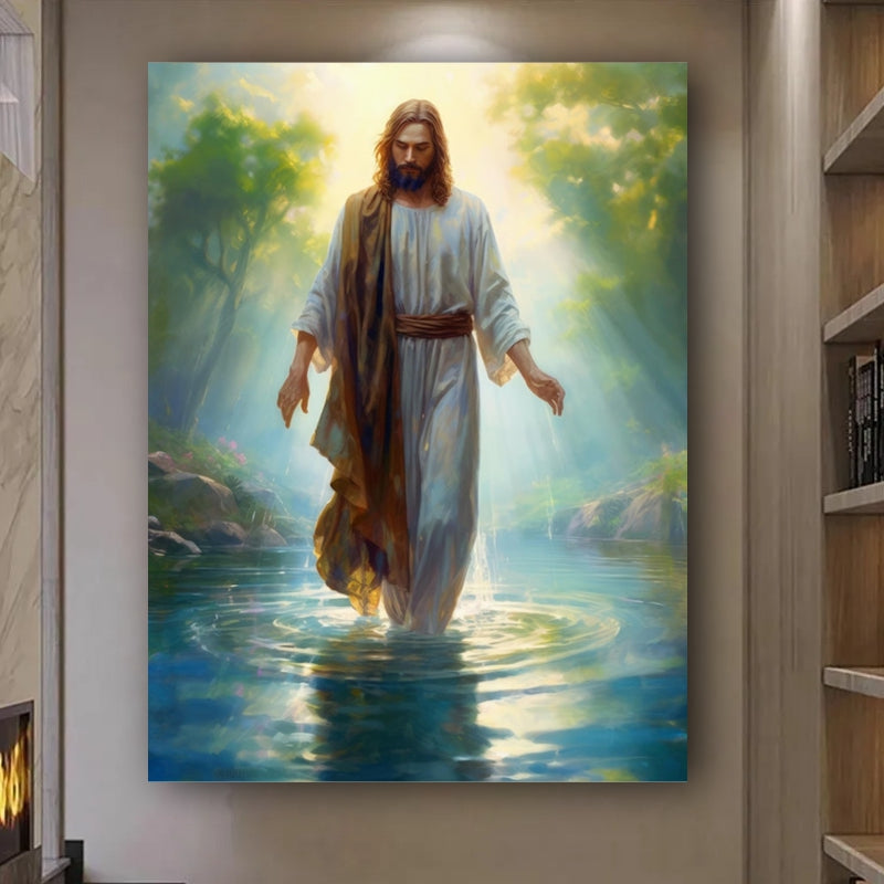 River of Faith: AI-Generated Wall Art of Jesus Walking on Water - Embrace the Miracle of Divine Guidance - S05E31