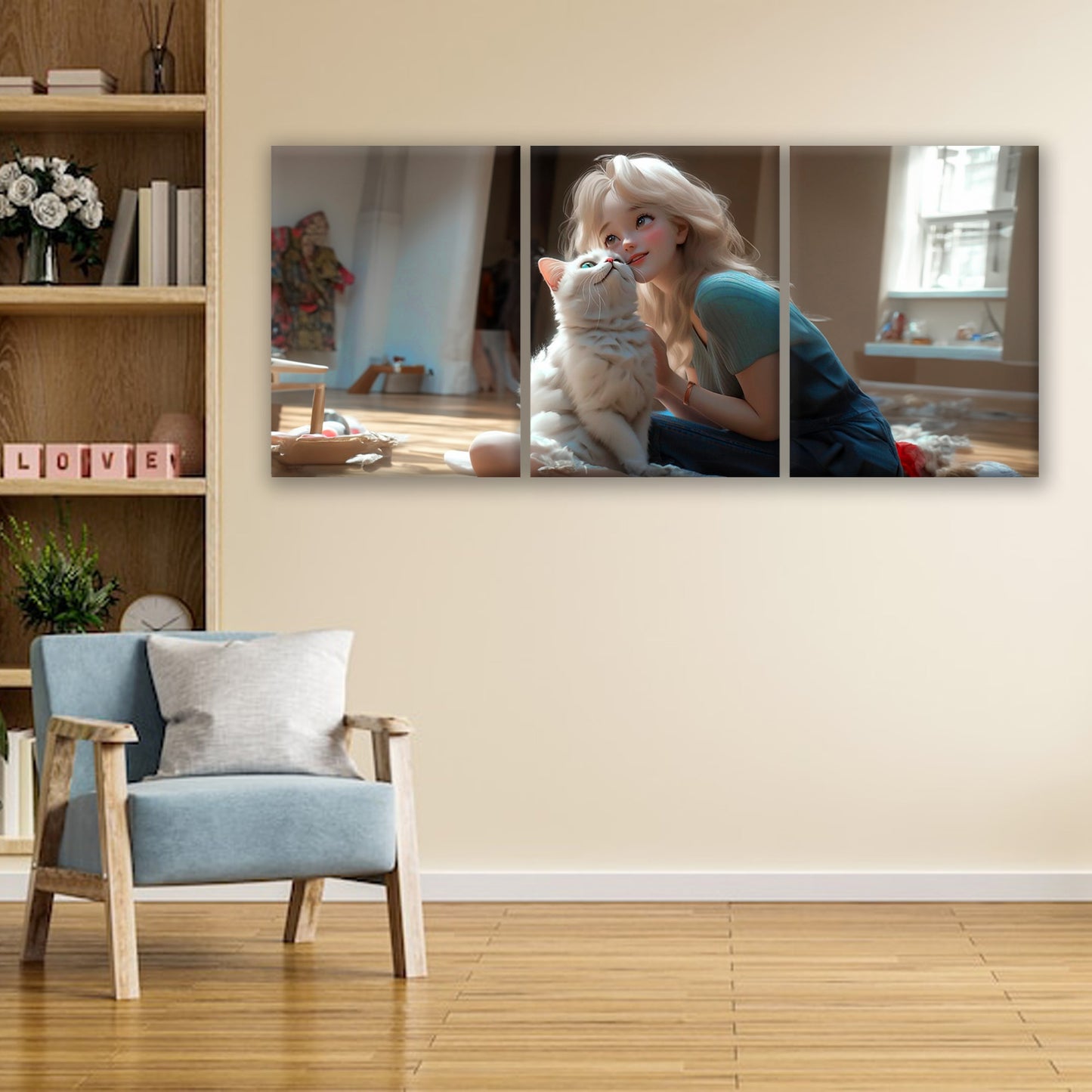 Harmonious Play: A Captivating Scene of a Girl and Her Beloved White Cat Frolicking Together - S10E04