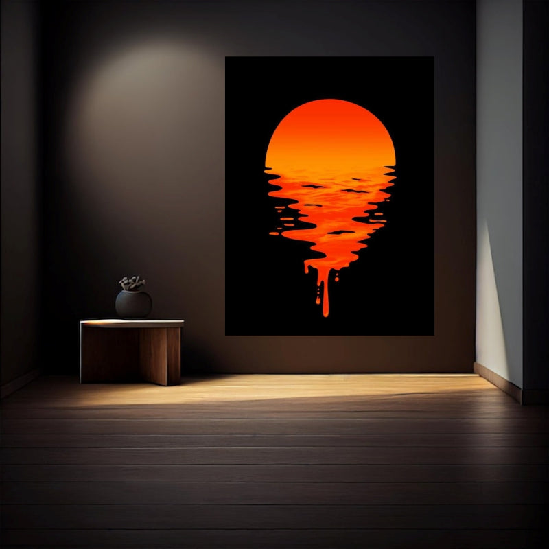 Eternal Glow: Captivating Wall Art - A Sunset in the Embrace of a Black Canvas - S05E29