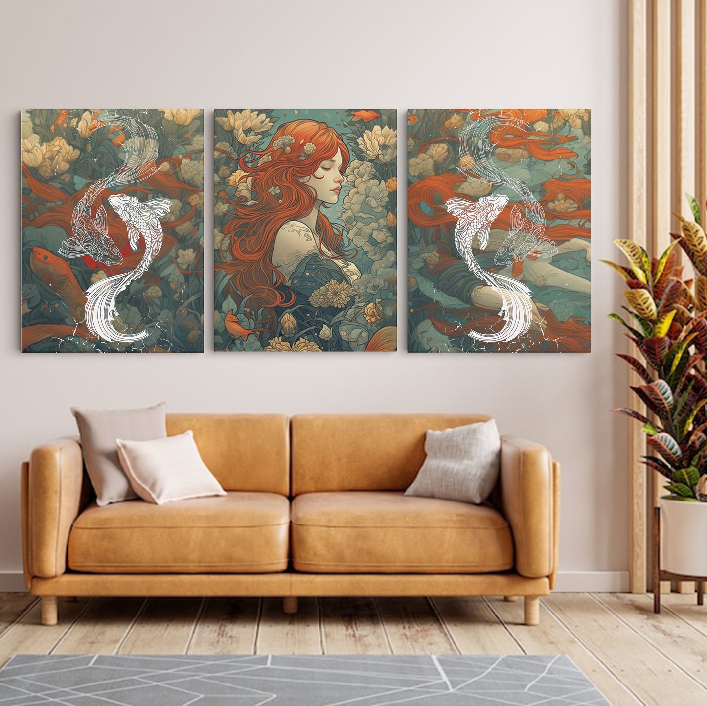 Contemporary Nouveau: Modern Mucha Style Lady - Striking Wall Art Celebrating the Fusion of Art Nouveau Elegance and Contemporary Expression - S06E11
