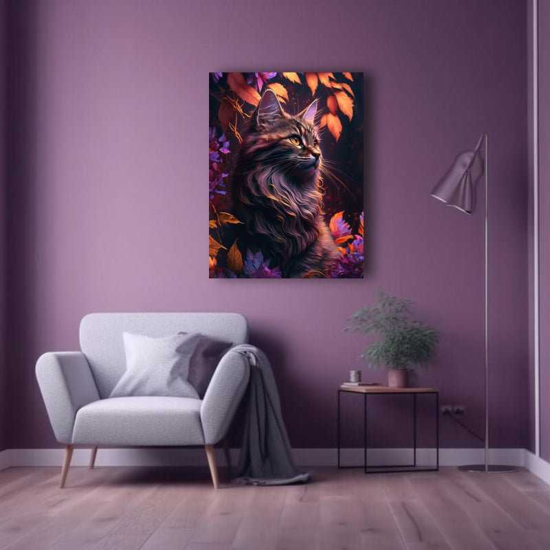 Enchanting Whiskers: Cat in the Forest - Captivating Wall Art Celebrating the Serenity of Nature and Feline Grace - S05E21
