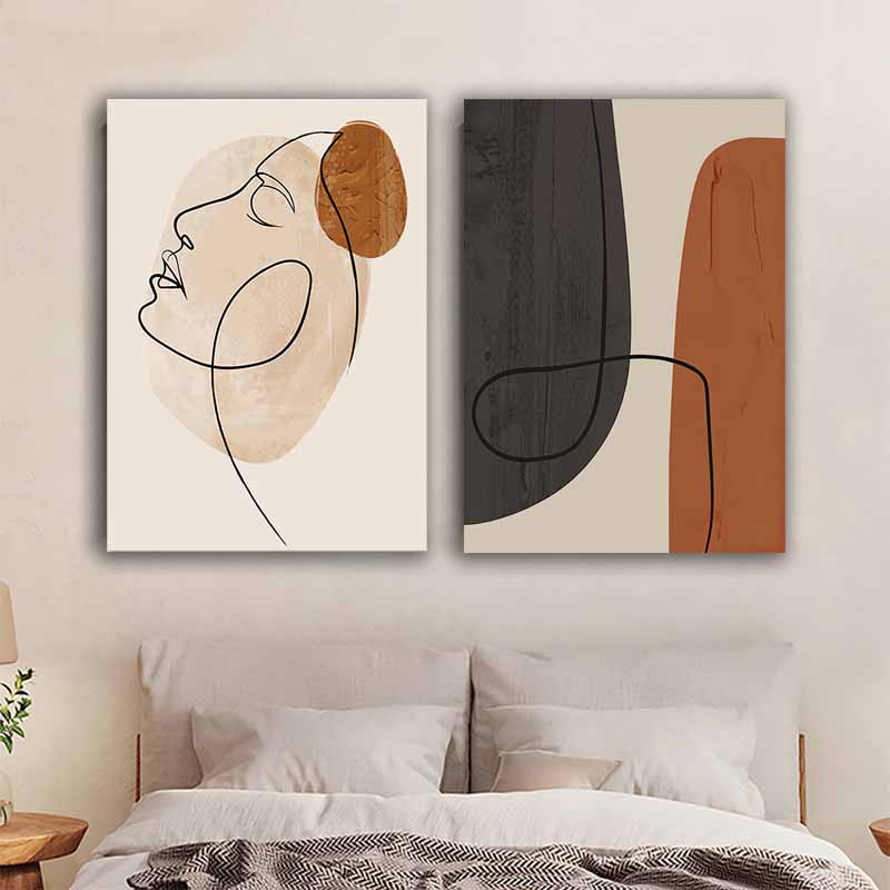 Captivating Abstract Matisse Face Line Art Wall Design - Nordic Color Block Living Room Home Decor S04E32