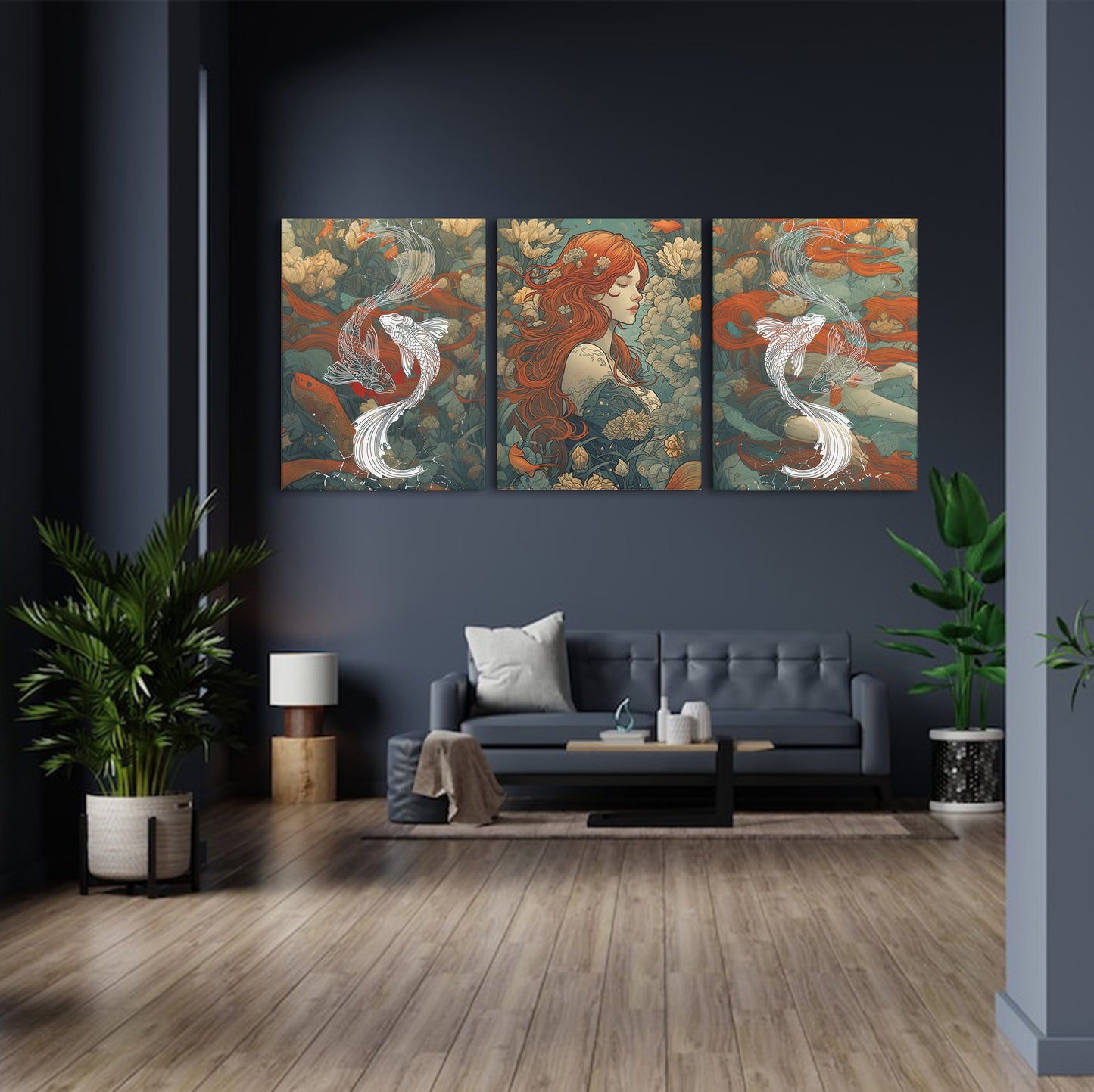 Contemporary Nouveau: Modern Mucha Style Lady - Striking Wall Art Celebrating the Fusion of Art Nouveau Elegance and Contemporary Expression - S06E11