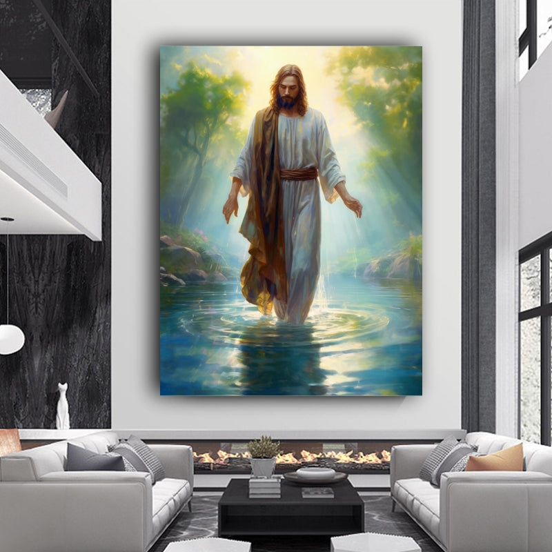 River of Faith: AI-Generated Wall Art of Jesus Walking on Water - Embrace the Miracle of Divine Guidance - S05E31