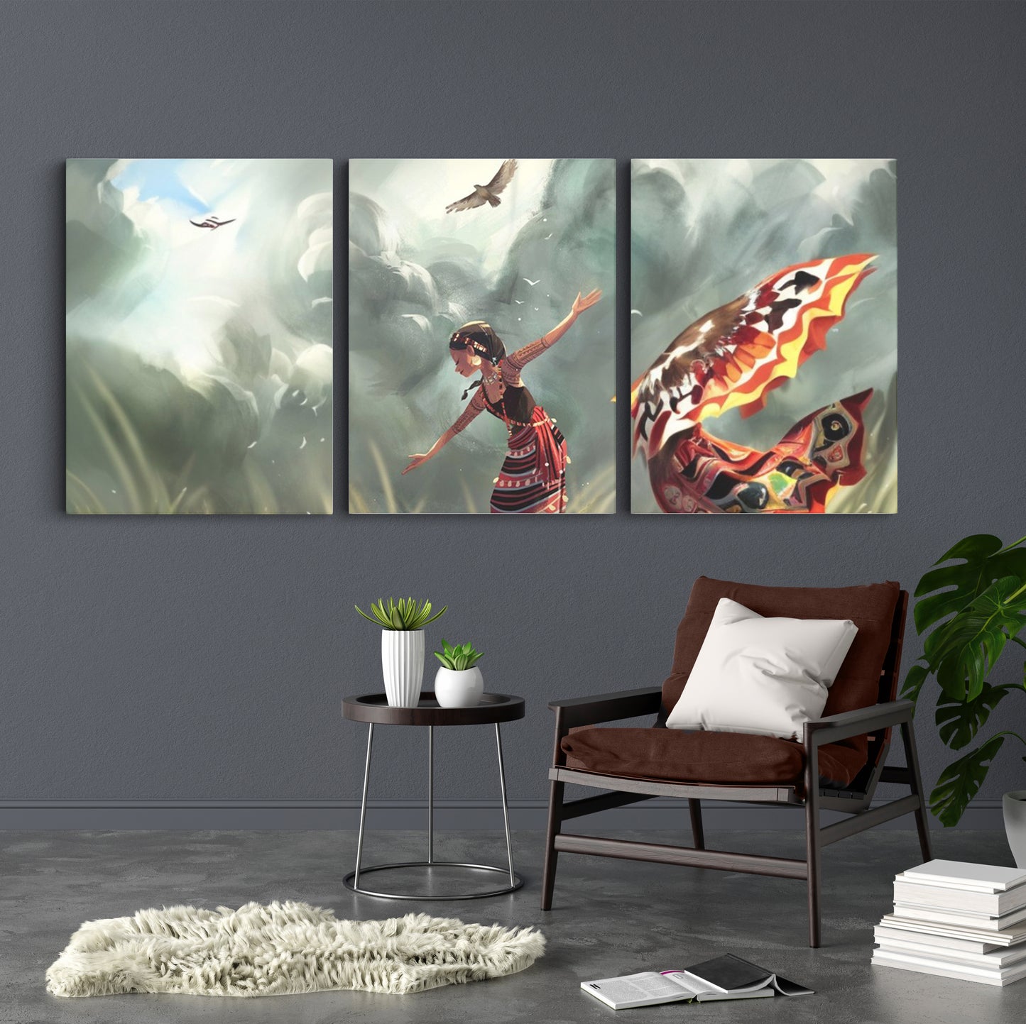 Boundless Freedom: Girl Embracing Nature's Majesty - Inspiring Wall Art Depicting the Joyful Harmony Between a Girl and Majestic Eagles in the Sky - S06E02
