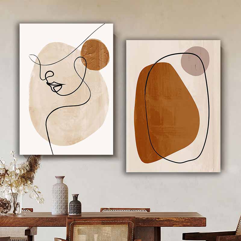 Captivating Abstract Matisse Face Line Art Wall Design - Nordic Color Block Living Room Home Decor S04E32