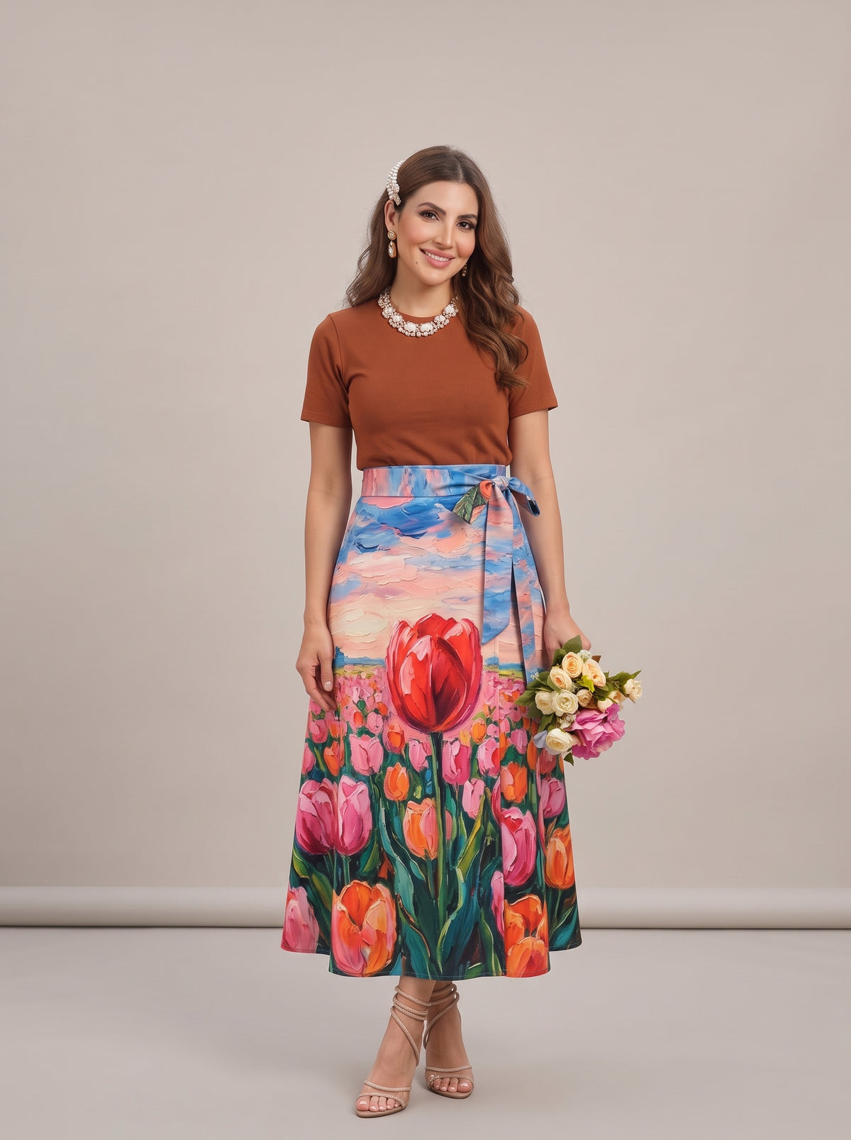 Wrap skirt - Red Tulip