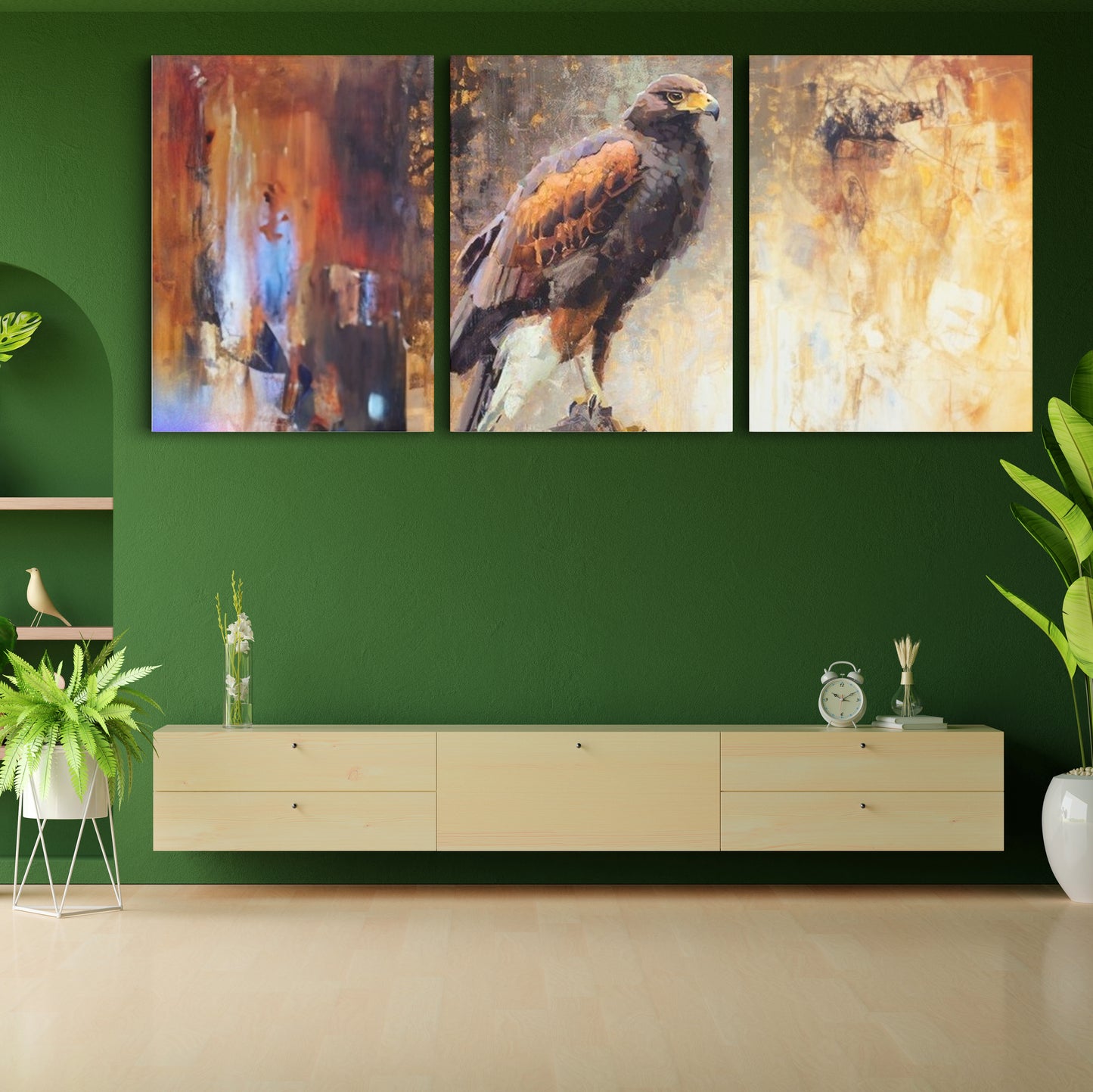 Sovereign Watch: A Wall Art Capturing a Hawk Perched on a Tree - Embrace the Majesty of Nature's Sentinel - S05E60