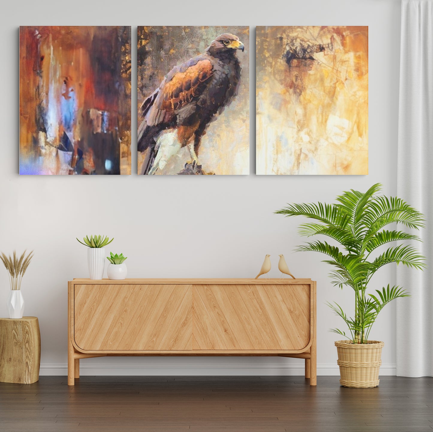 Sovereign Watch: A Wall Art Capturing a Hawk Perched on a Tree - Embrace the Majesty of Nature's Sentinel - S05E60