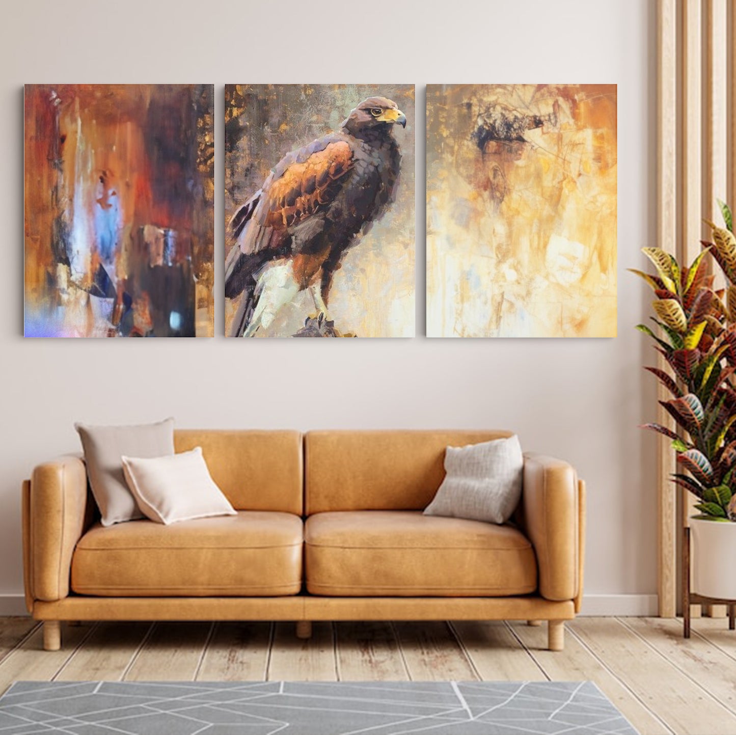 Sovereign Watch: A Wall Art Capturing a Hawk Perched on a Tree - Embrace the Majesty of Nature's Sentinel - S05E60