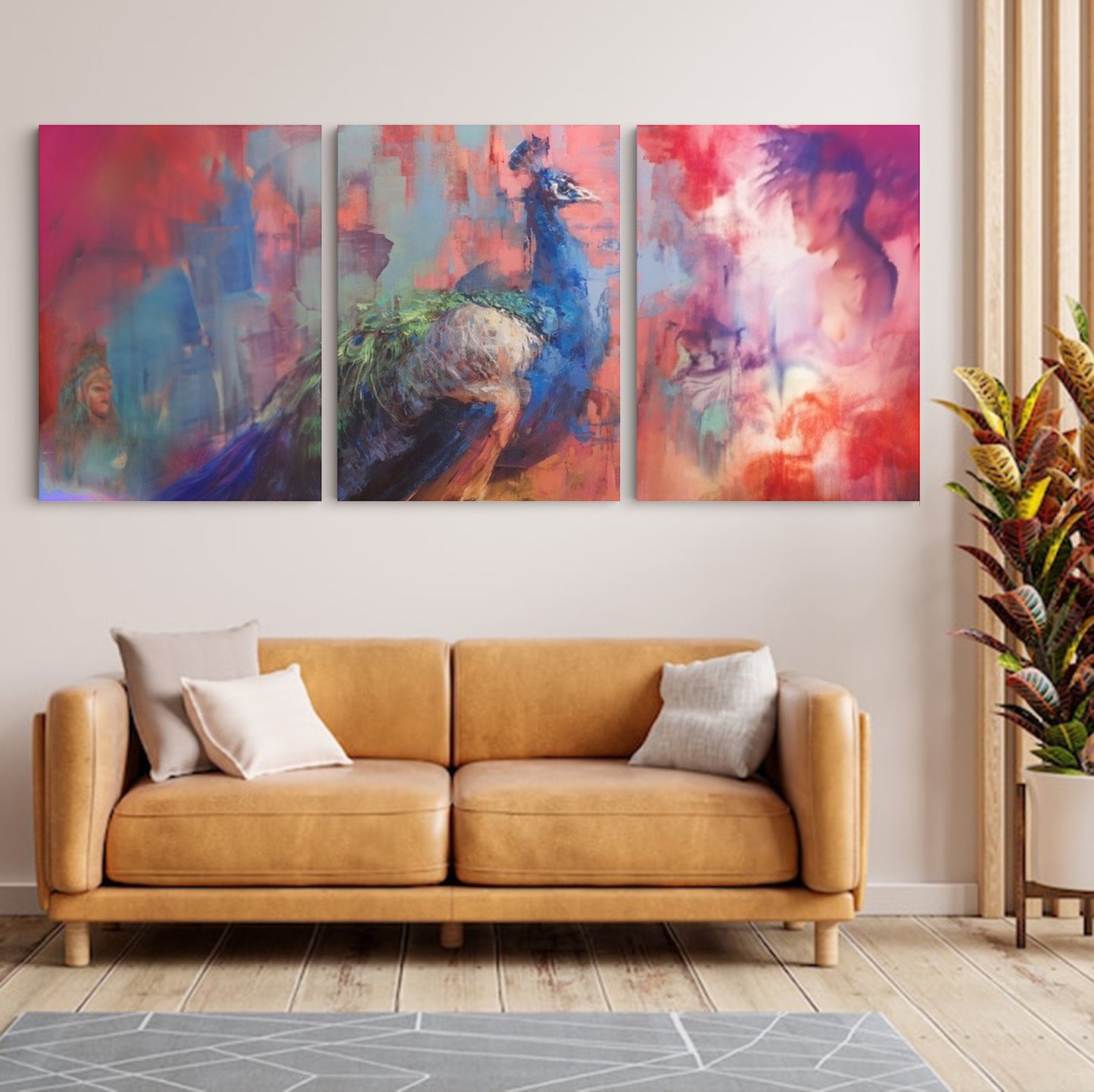 Elegance Unveiled: A Wall Art Showcasing a Captivating Painting of a Peacock - Celebrate Nature's Beauty in Vibrant Colors - S05E61