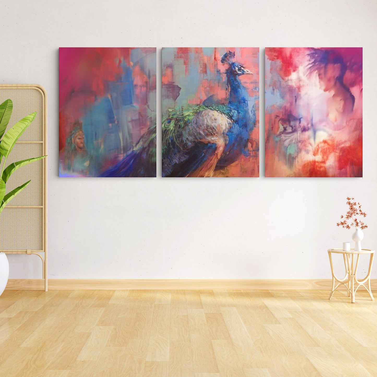 Elegance Unveiled: A Wall Art Showcasing a Captivating Painting of a Peacock - Celebrate Nature's Beauty in Vibrant Colors - S05E61