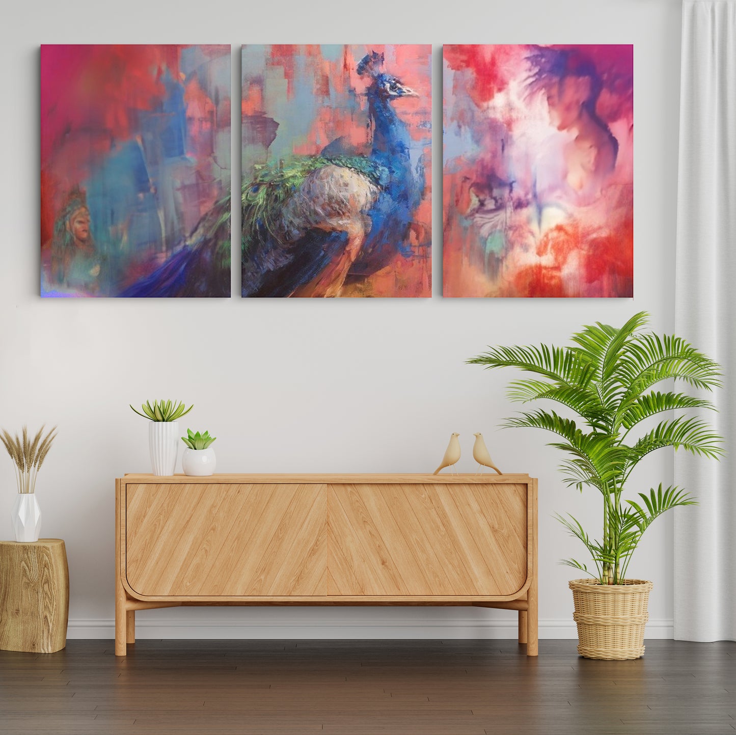 Elegance Unveiled: A Wall Art Showcasing a Captivating Painting of a Peacock - Celebrate Nature's Beauty in Vibrant Colors - S05E61