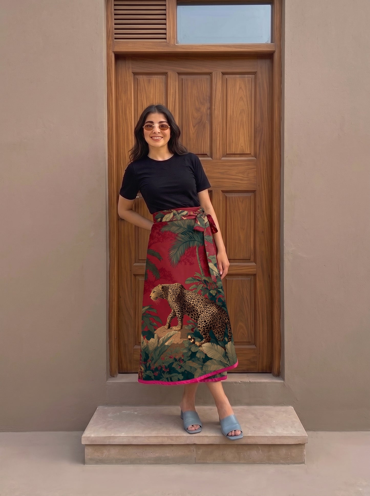 Wrap skirt - Maroon Leapord