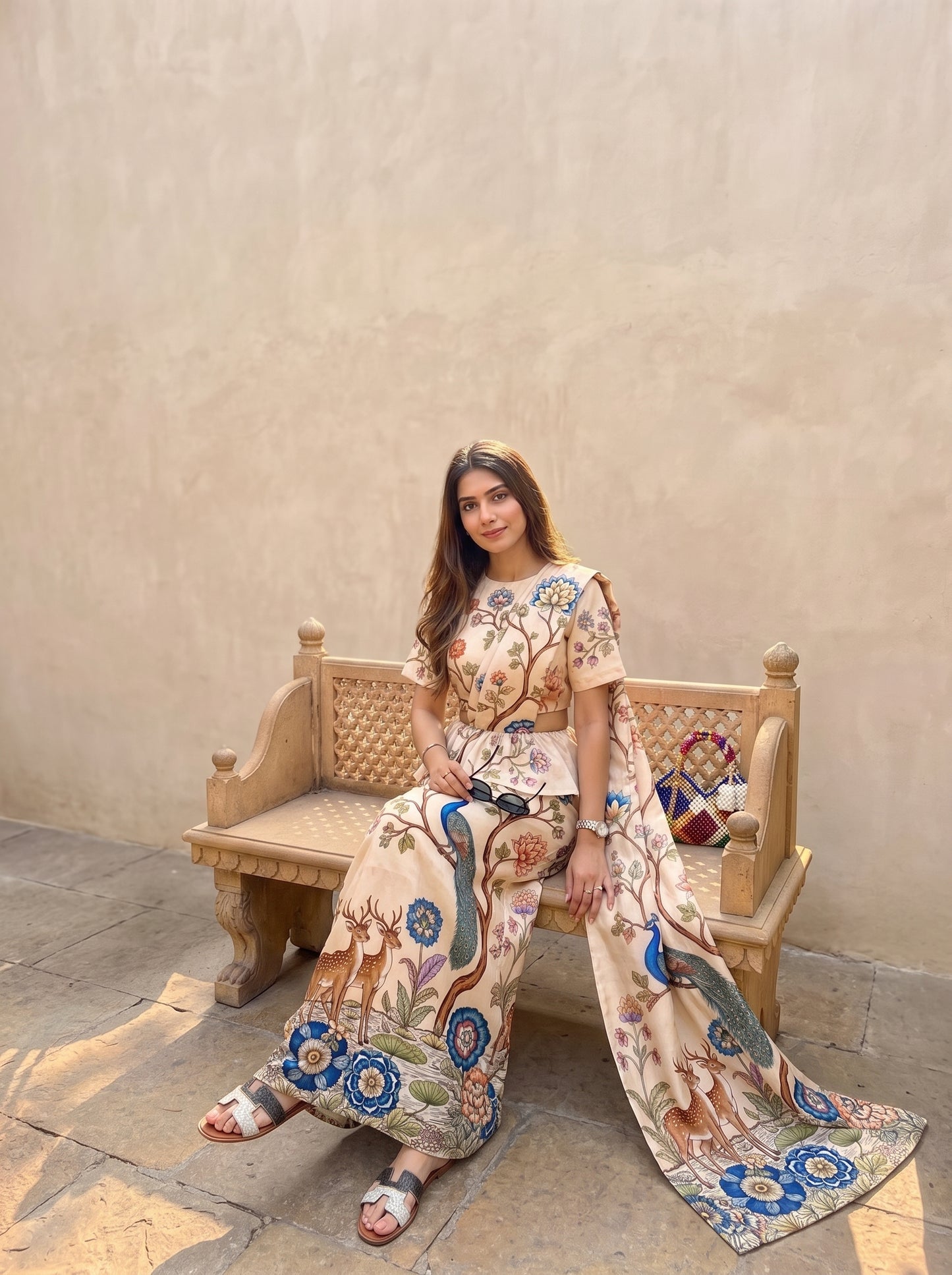 Made up kandyan - Beige peacock