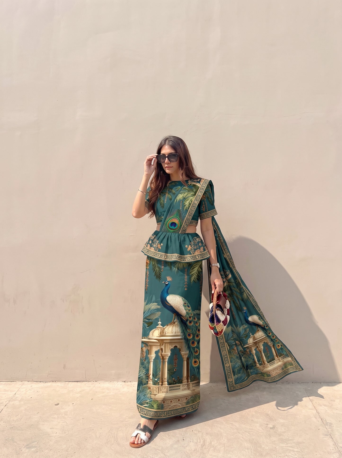 Ready made kandyan - wildlife blue peacock