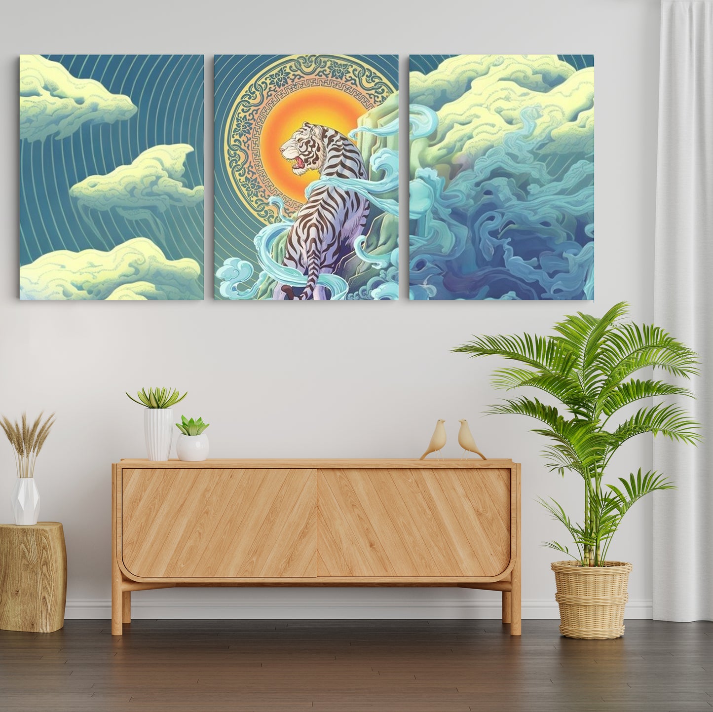 Radiant Roar: A Wall Art Celebrating the Tiger in Chinese Festival Splendor - Embrace the Elegance of Tradition and Power - S05E63