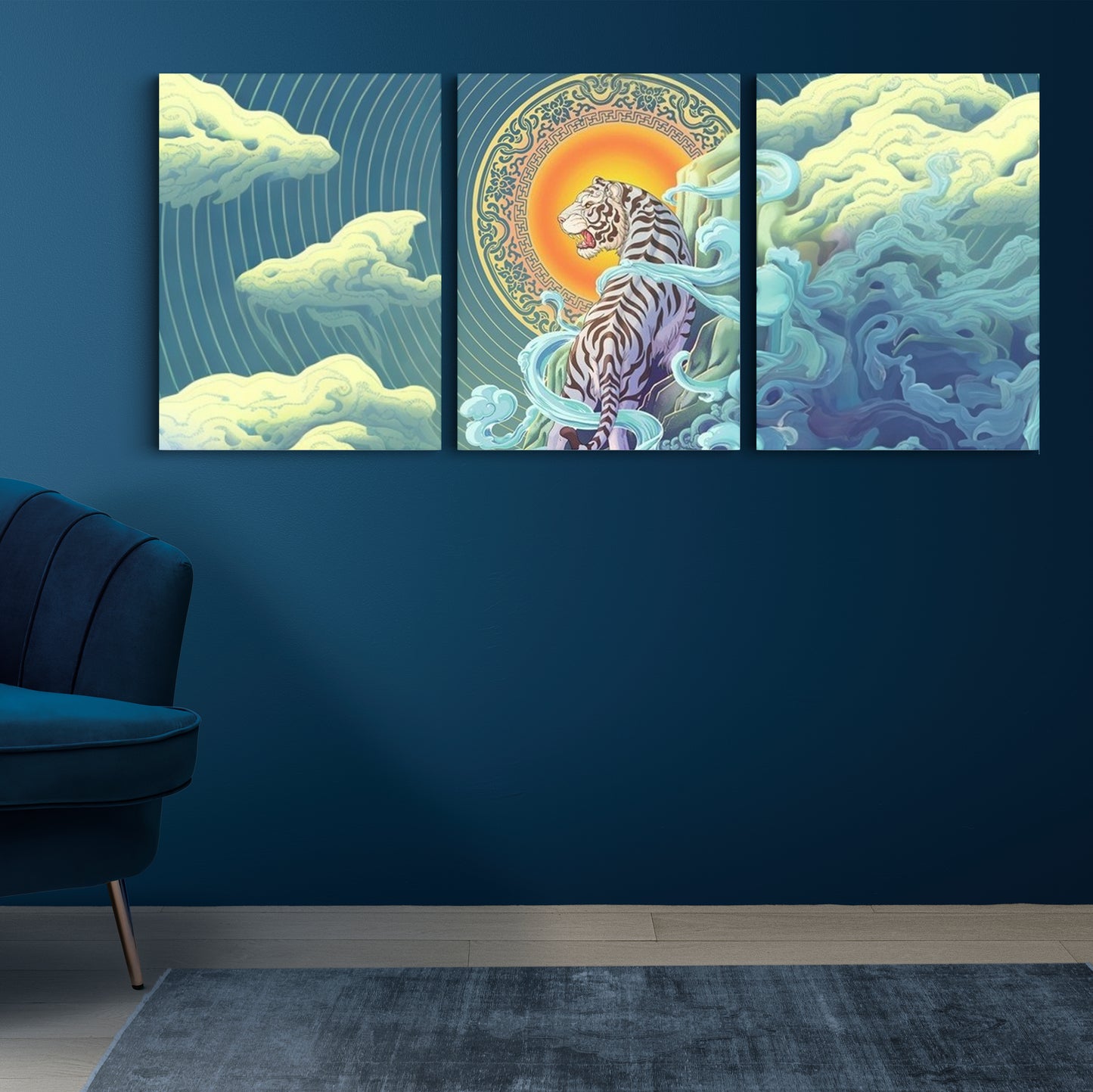 Radiant Roar: A Wall Art Celebrating the Tiger in Chinese Festival Splendor - Embrace the Elegance of Tradition and Power - S05E63