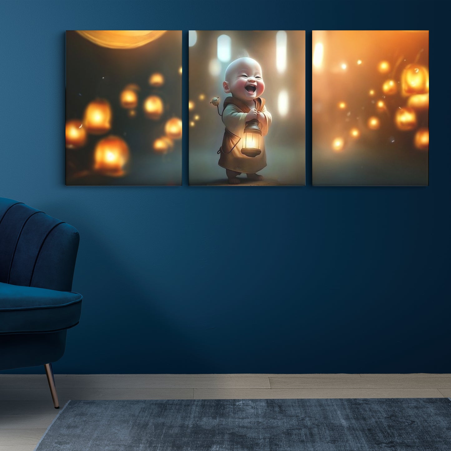 Illuminated Wisdom: A Wall Art Capturing an AI Monk Holding a Lantern - Embrace the Blend of Technology and Spirituality - S05E64
