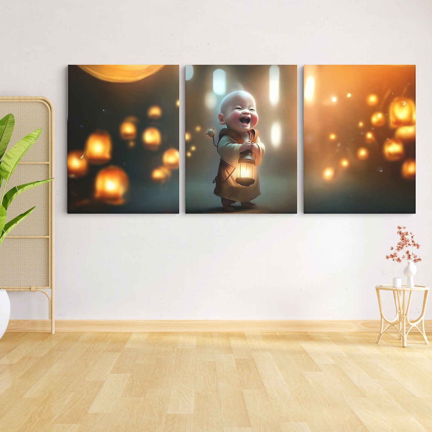 Illuminated Wisdom: A Wall Art Capturing an AI Monk Holding a Lantern - Embrace the Blend of Technology and Spirituality - S05E64