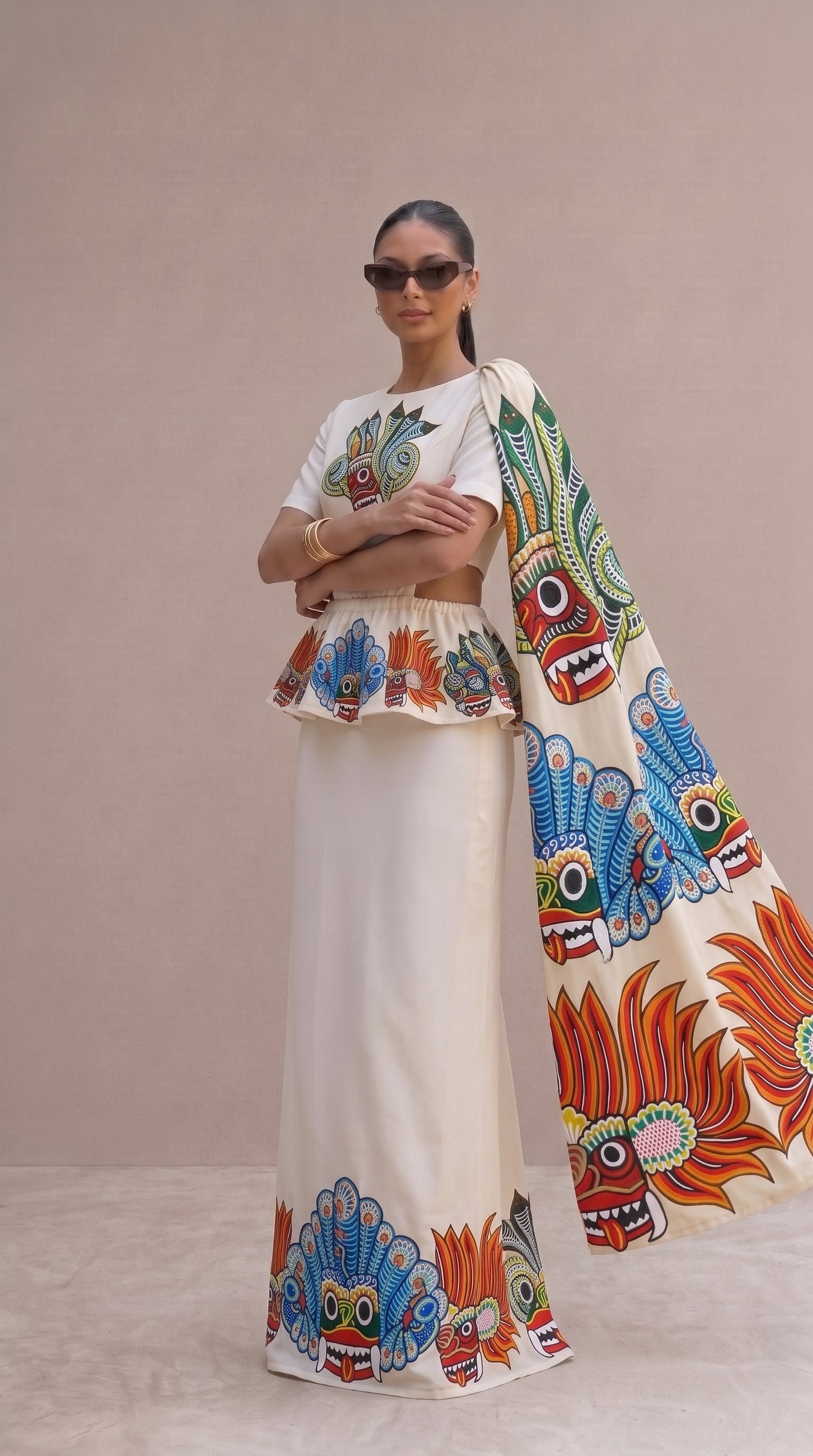 Ready made kandyan - Mask beige plain