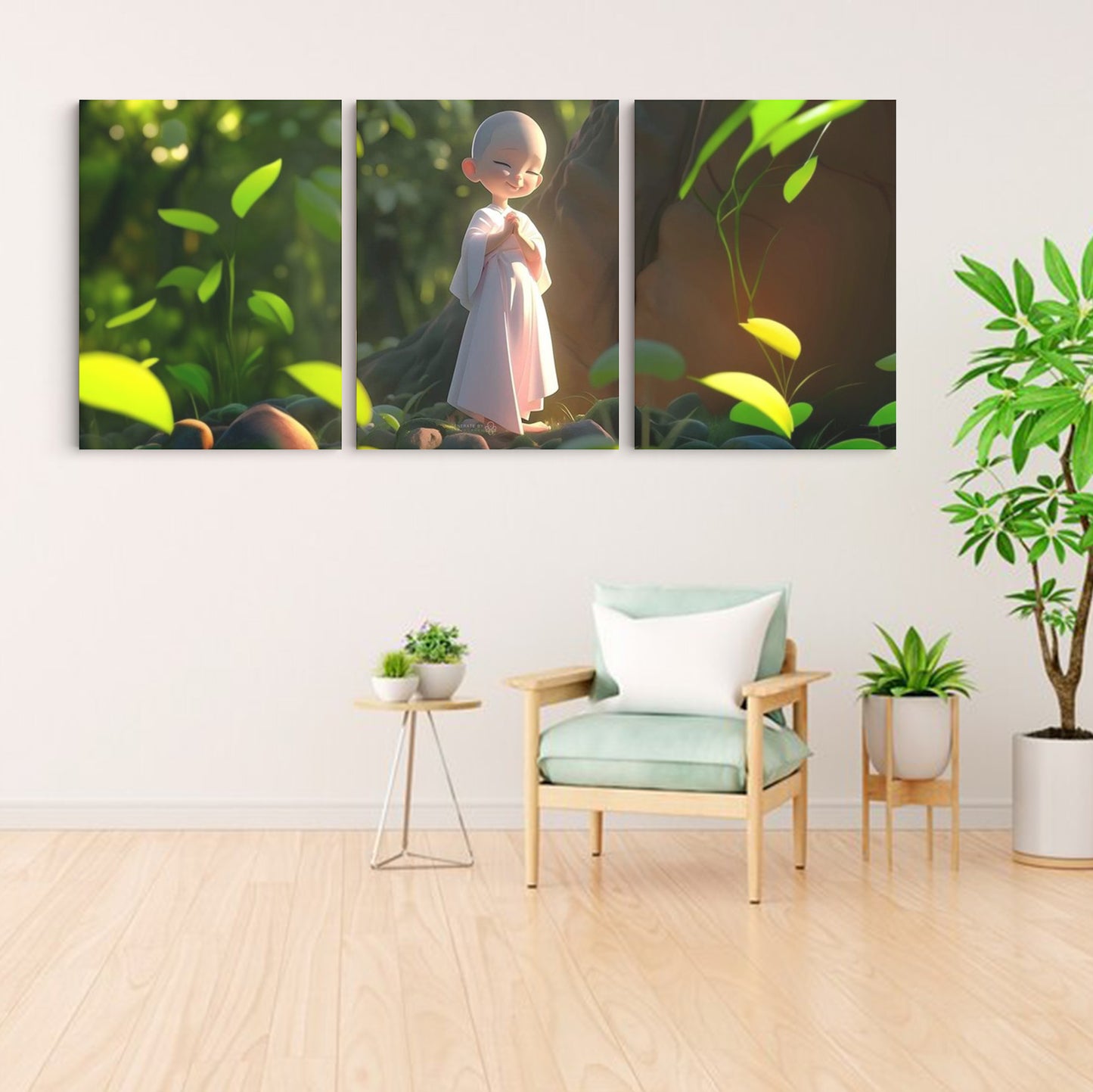 Tranquil Reverie: A Wall Art Capturing a Monk's Serenity in a Forest - Cultivate Inner Peace and Reflection through Nature's Embrace - S05E71