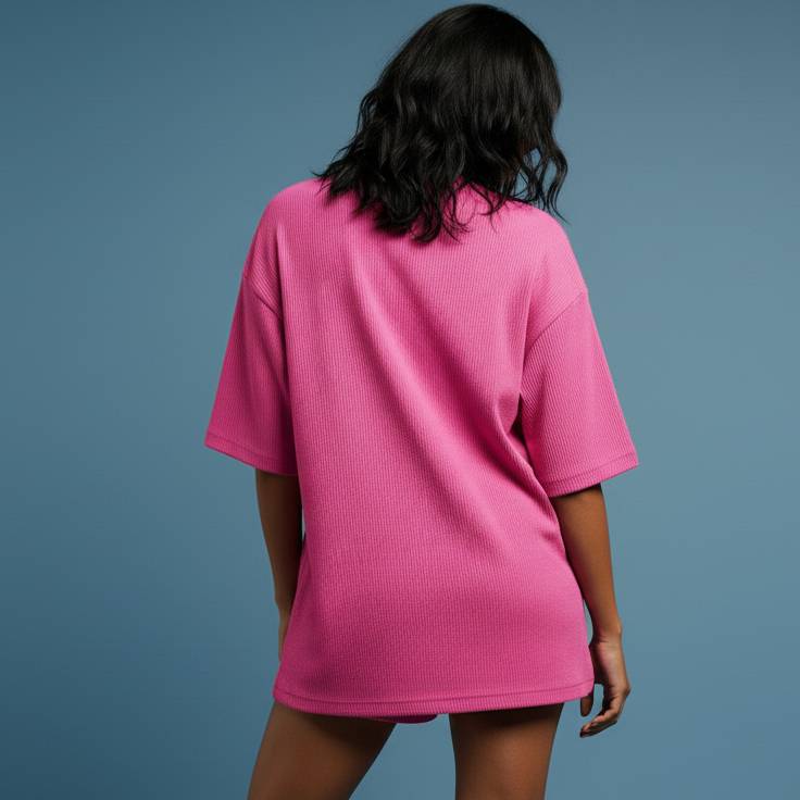 Oversize Unisex Tshirt - Hot Pink - 1104