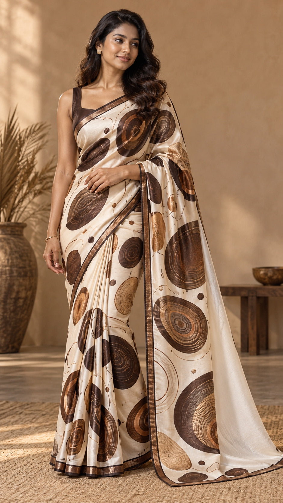 Cocoa Woodgrain Saree — DD-SAR-2610-011