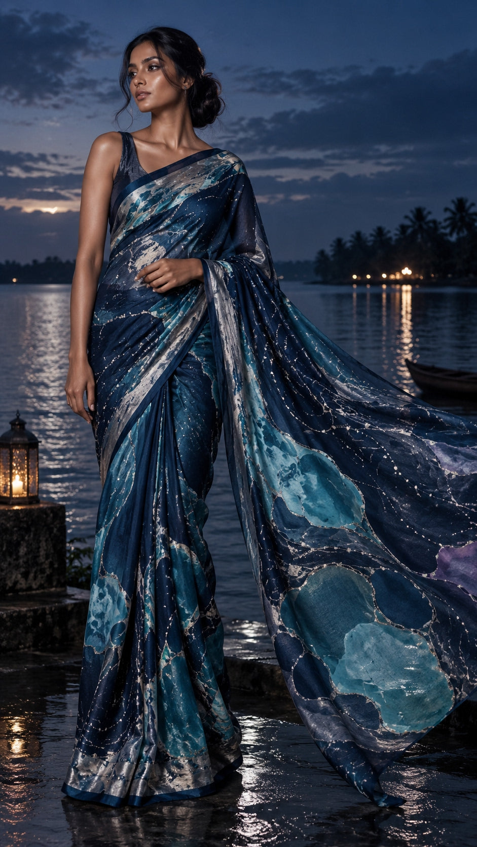 Moonlit Ocean Saree — DD-SAR-2610-012