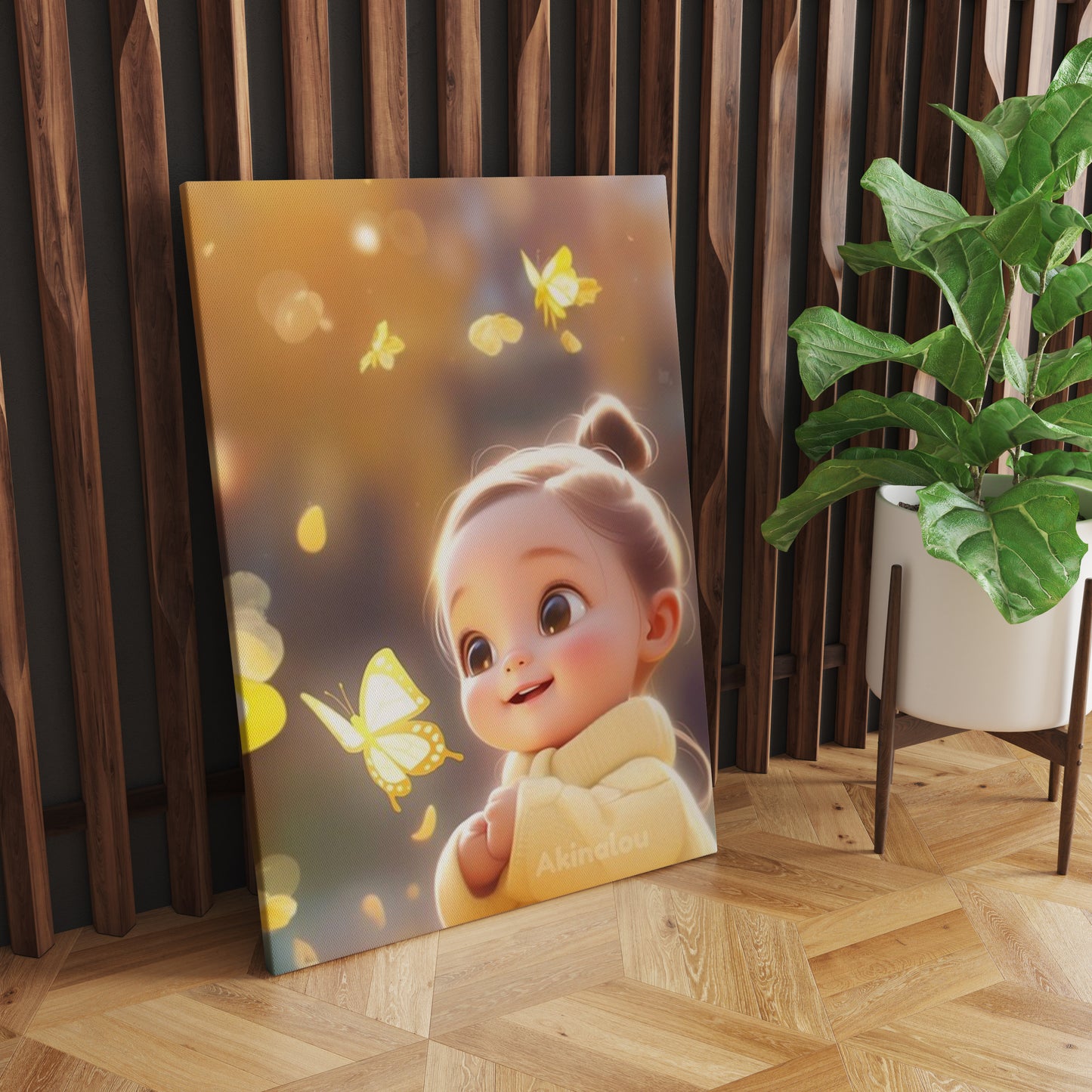 Butterfly Dreams: A Wall Art Embracing the Delightful Harmony of a Cute Baby Girl and Fluttering Butterflies - Celebrate the Whimsy of Youth and Nature's Grace - S05E72