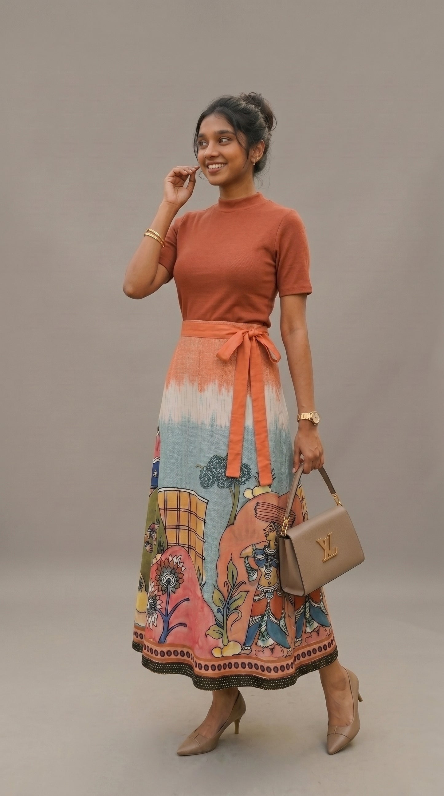 Wrap skirt - Modern art orange beauty