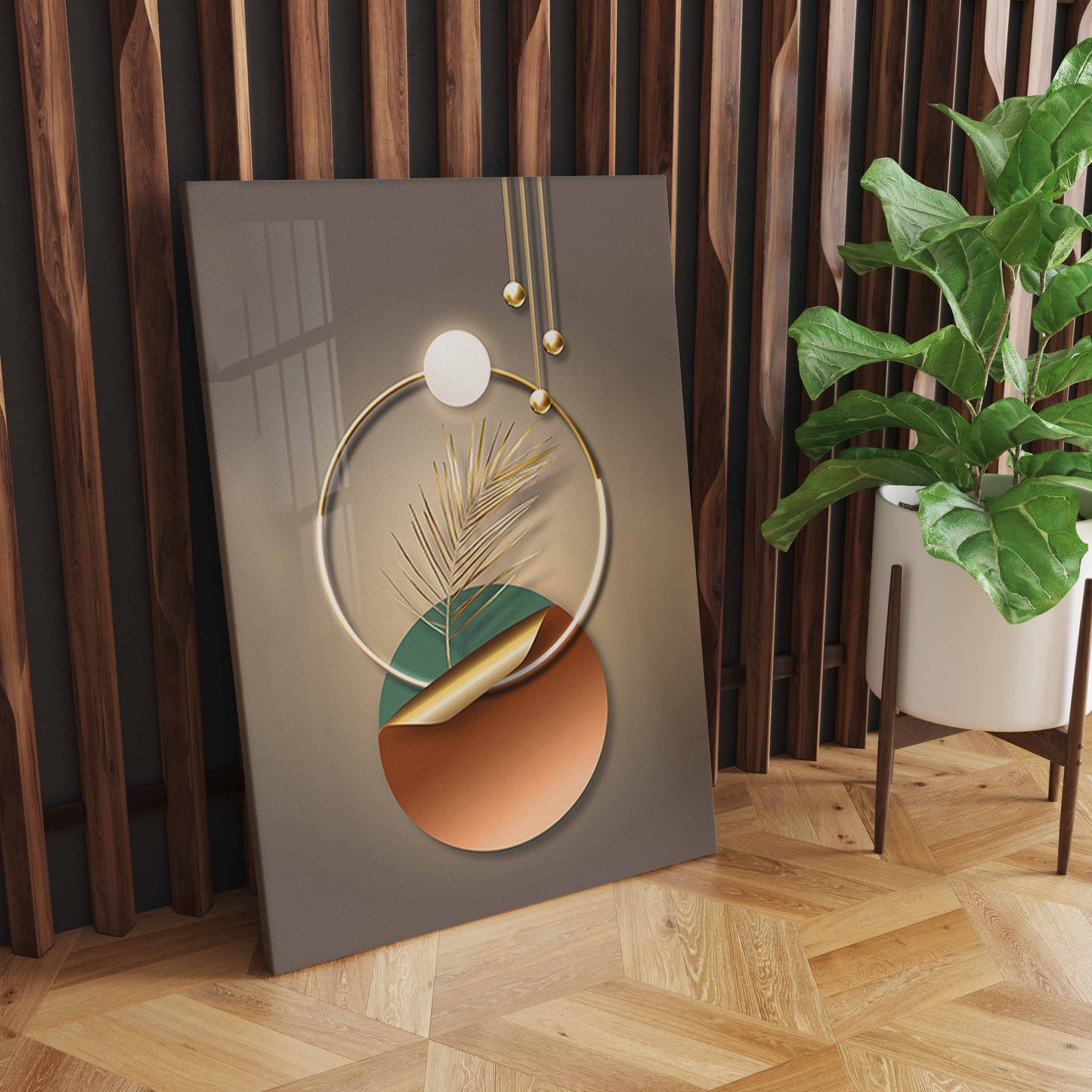 Transform Your Space with Abstract Geometric Wall Art, Modern Luxury Golden Home Decoration S04E18