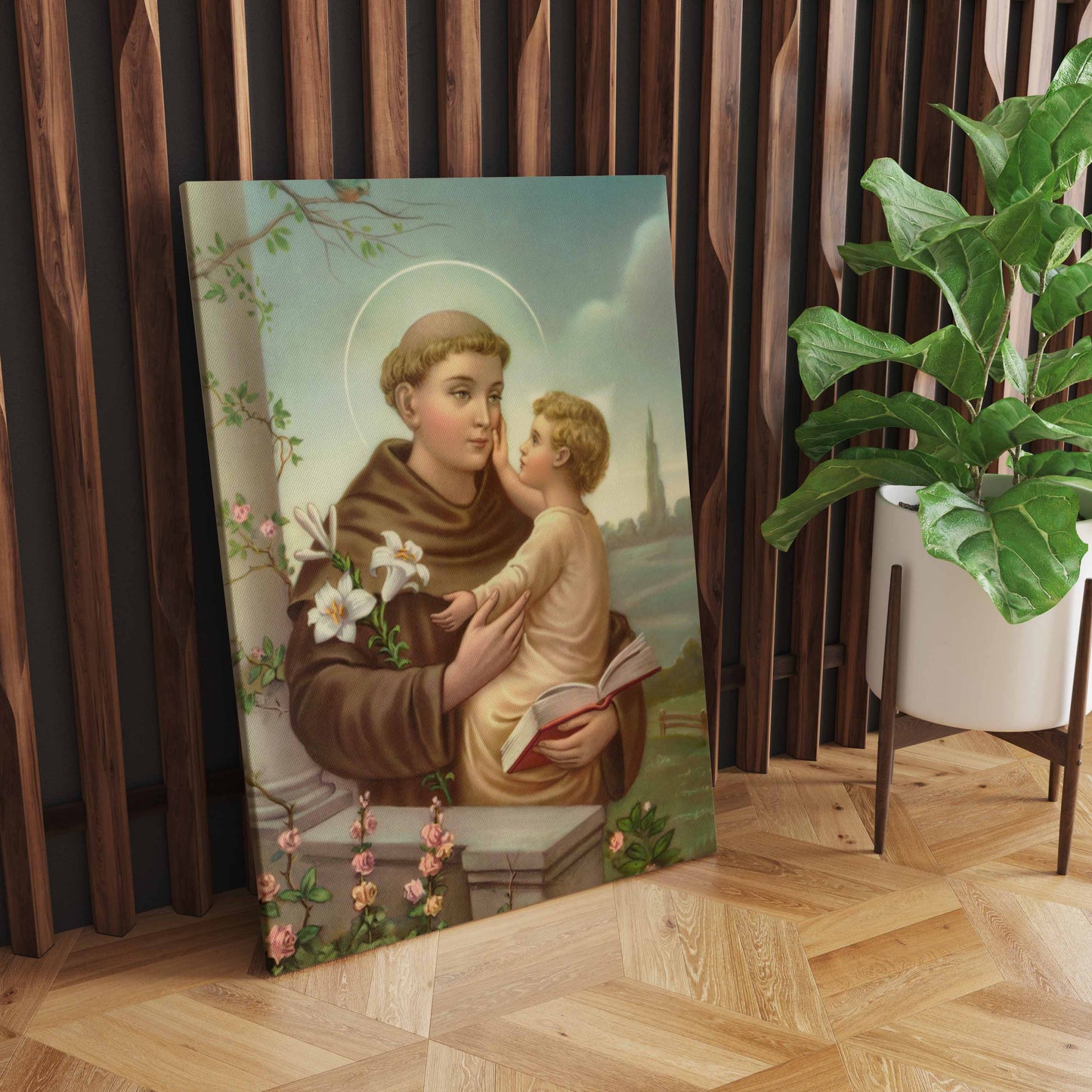 Sacred Embrace: A Touching Wall Art of St. Anthony Holding Jesus - Capturing the Bond of Spiritual Devotion and Compassion - S05E54