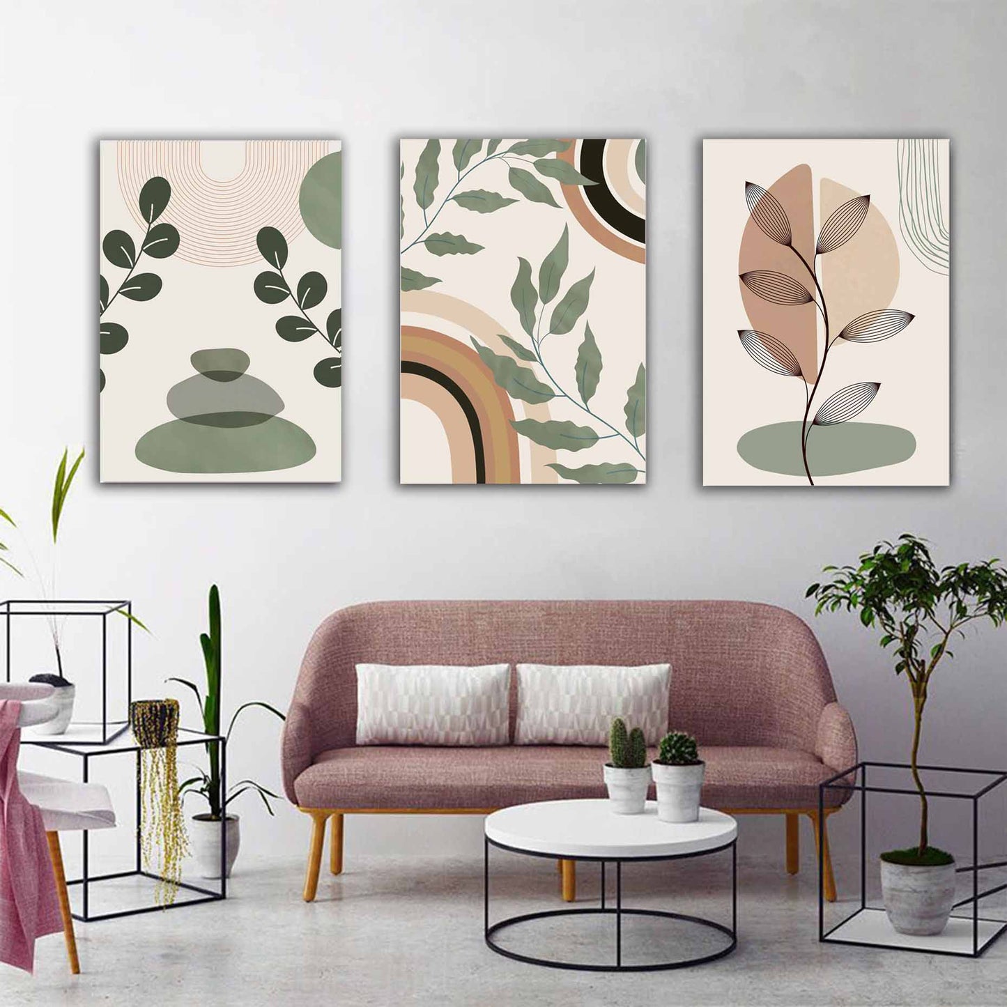 Boho inspired, Abstract Geometry Line Fabric Printed Wall art - Sun Rainbow Nordic Decor - Living Room S04E26