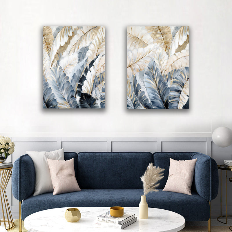 Abstract Golden Palm Leaves Wall Art, Nordic Elegance for Captivating Home Decoration S04E20