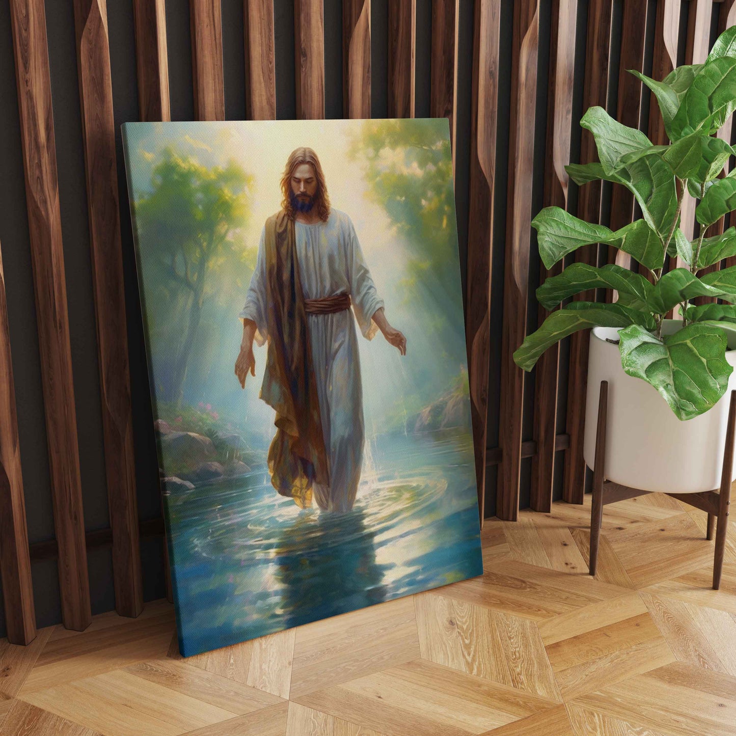 River of Faith: AI-Generated Wall Art of Jesus Walking on Water - Embrace the Miracle of Divine Guidance - S05E31