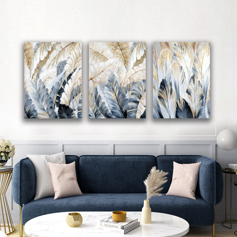 Abstract Golden Palm Leaves Wall Art, Nordic Elegance for Captivating Home Decoration S04E20