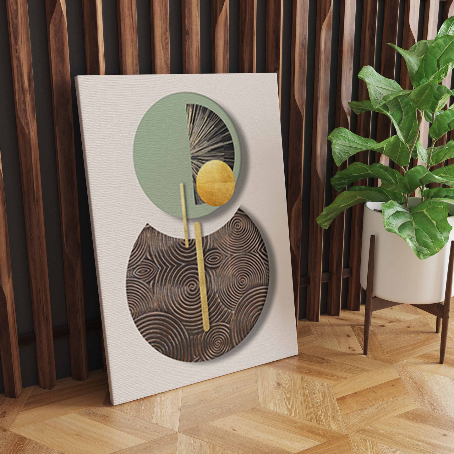 Radiant Geometry: A Modern Abstract Masterpiece of Golden Elegance - Captivating Wall Art for Contemporary Spaces S04E07