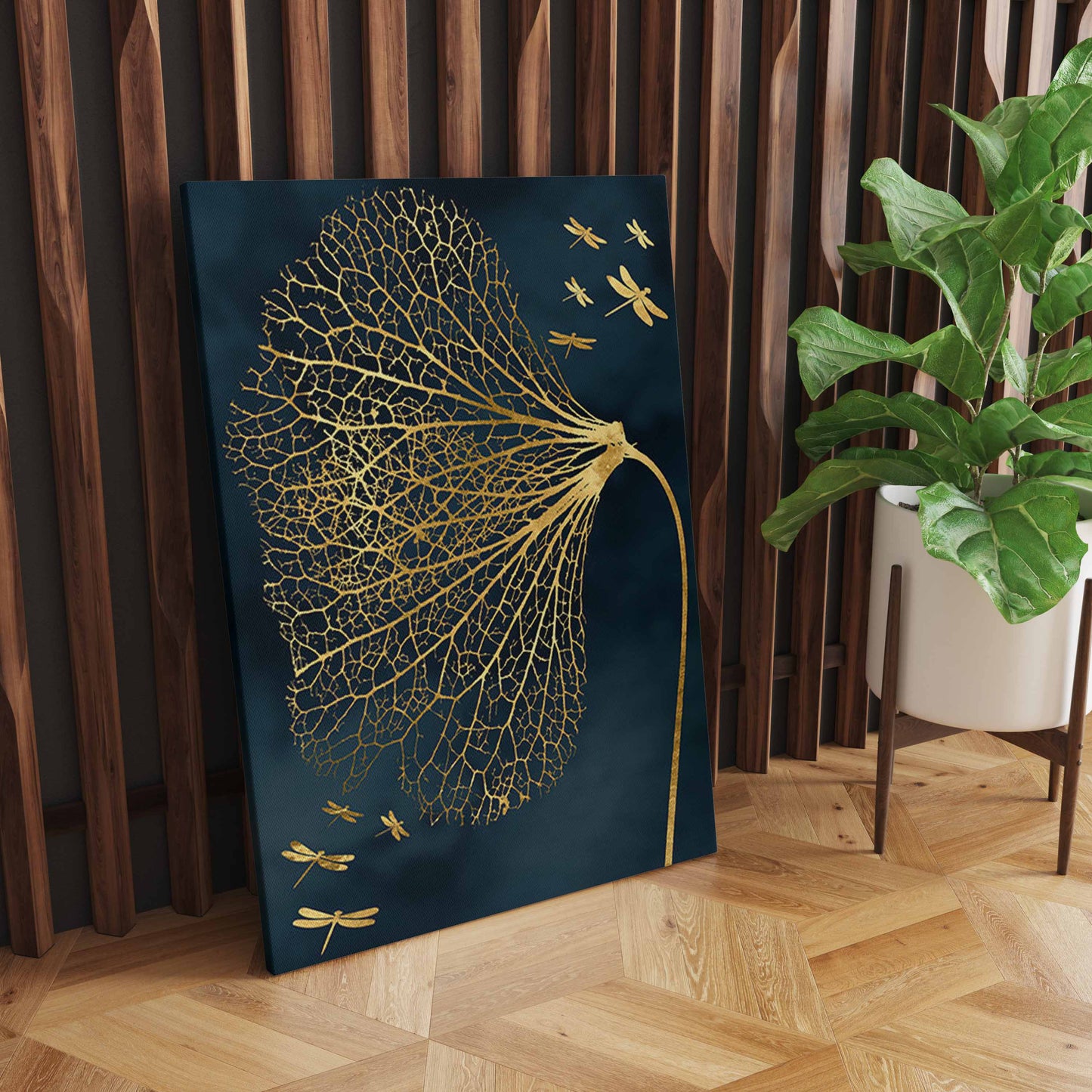 Beautiful Butterflies Art Wall Decor - Set of 3 Tiles with Gold, Blue, Black and White Print on Fabric Wrapped Around Wooden Frame - Perfect for Home or Office Decoration S04E29