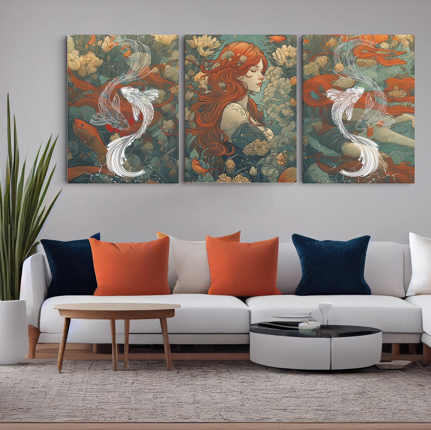 Contemporary Nouveau: Modern Mucha Style Lady - Striking Wall Art Celebrating the Fusion of Art Nouveau Elegance and Contemporary Expression - S06E11